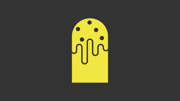 Żółta ikona ciasta wielkanocnego izolowana na szarym tle. Szczęśliwej Wielkanocy. 4K Animacja graficzna ruchu wideo — Wideo stockowe