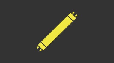 Sarı Uzun Işıklandırma floresan enerji tasarrufu ikonu gri arka planda izole edilmiş. 4K Video hareketli grafik canlandırması