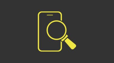 Sarı Telefon Servis ikonu gri arkaplanda izole edildi. Ayarlama, servis, ayar, bakım, onarım, onarım. 4K Video hareketli grafik canlandırması