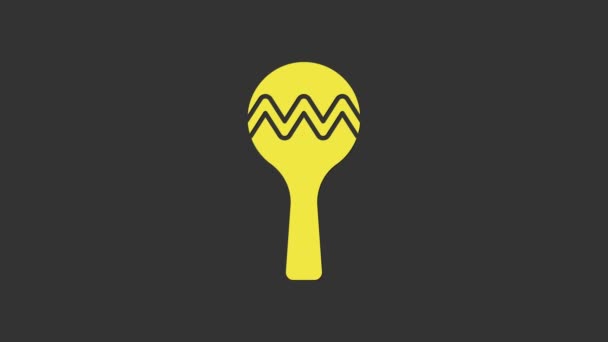 Icono amarillo de Maracas aislado sobre fondo gris. Instrumento de música maracas mexicano. Animación gráfica de vídeo 4K — Vídeos de Stock