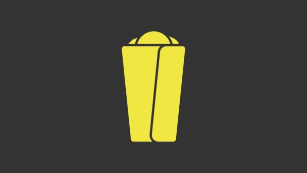 Icono Burrito amarillo aislado sobre fondo gris. Comida rápida mexicana tradicional. Animación gráfica de vídeo 4K — Vídeo de stock