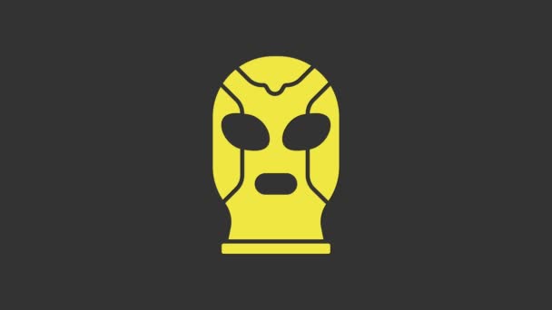 Icône de lutteur mexicain jaune isolée sur fond gris. Animation graphique de mouvement vidéo 4K — Video