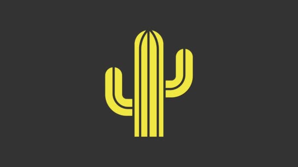 Gelbes Kaktus-Symbol auf grauem Hintergrund. 4K Video Motion Grafik Animation — Stockvideo