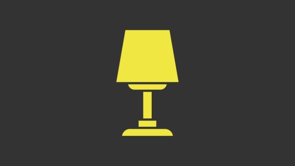 Icona lampada da tavolo gialla isolata su sfondo grigio. Lampada da scrivania. Animazione grafica 4K Video motion — Video Stock