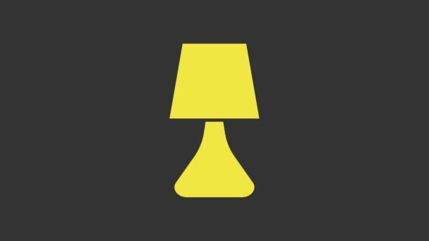 Ícone amarelo da lâmpada de mesa isolado no fundo cinza. Candeeiro. Animação gráfica em movimento de vídeo 4K — Vídeo de Stock
