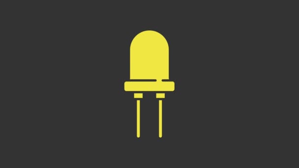 Yellow Light emitting diode icon isolated on grey background. Semiconductor diode electrical component. 4K Video motion graphic animation — Stock Video