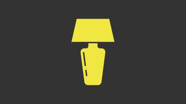 Gelbe Tischlampe Symbol isoliert auf grauem Hintergrund. Schreibtischlampe vorhanden. 4K Video Motion Grafik Animation — Stockvideo