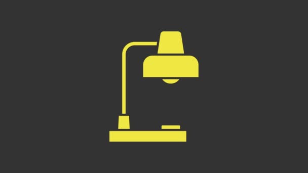 Icona lampada da tavolo gialla isolata su sfondo grigio. Lampada da scrivania. Animazione grafica 4K Video motion — Video Stock
