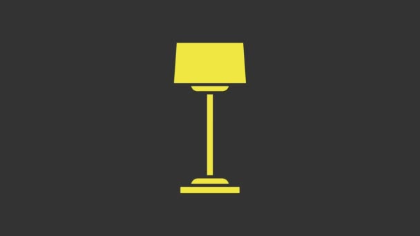 Gelbe Stehlampe Symbol isoliert auf grauem Hintergrund. 4K Video Motion Grafik Animation — Stockvideo