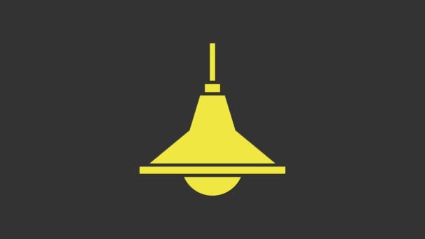 Gul ljuskrona ikon isolerad på grå bakgrund. 4K Video motion grafisk animation — Stockvideo