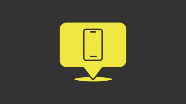 Ícone de serviço de reparo do telefone amarelo isolado no fundo cinza. Ajuste, serviço, configuração, manutenção, reparação, fixação. Animação gráfica em movimento de vídeo 4K — Vídeo de Stock