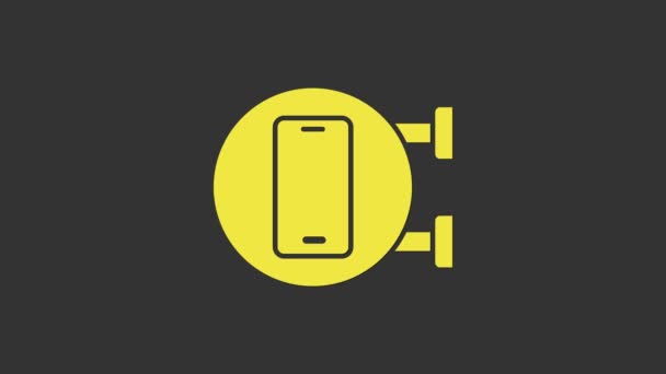 Yellow Phone repair service icon isolated on grey background. Adjusting, service, setting, maintenance, repair, fixing. 4K Video motion graphic animation — Stock Video