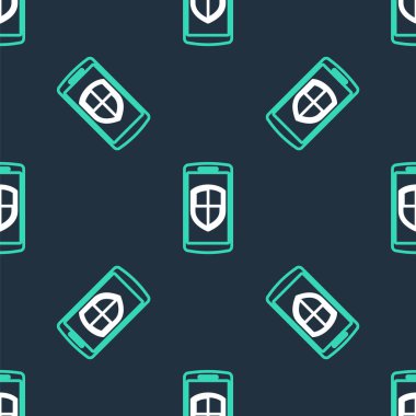 Hat Para koruma simgesi siyah arkaplanda izole edilmiş kusursuz desen. Mali güvenlik, banka hesabı koruması, güvenli para transferi. Vektör