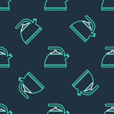 Siyah arkaplandaki ikon izole edilmiş çizgi çaydanlığı. Çaydanlık ikonu. Vektör