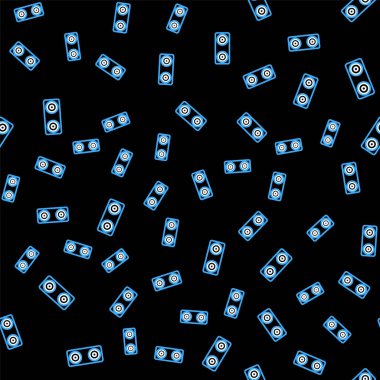 Hat Stereo hoparlörü simgesi siyah arkaplanda izole edilmiş. Ses sistemi hoparlörleri. Müzik ikonu. Müzikal sütun hoparlörü. Vektör