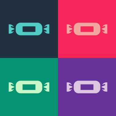 Pop Art Candy simgesi renk arkaplanında izole edildi. Vektör