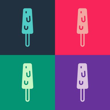 Arkaplanda izole edilmiş çubuk ikonlu Pop Art Dondurma. Güzel sembol. Vektör