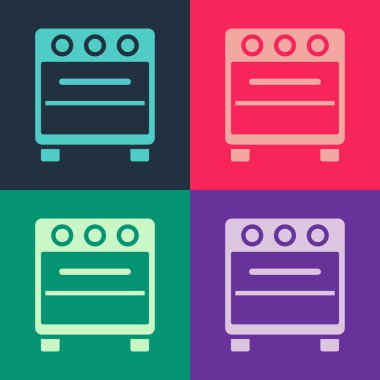 Pop Art Oven simgesi renk arkaplanında izole edildi. Fırın tabelası. Vektör