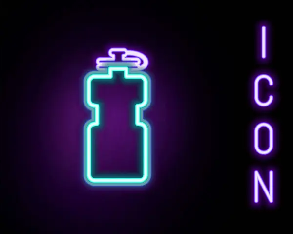 Leuchtende Neonfarbene Sportflasche Mit Wassersymbol Auf Schwarzem Hintergrund Buntes Rahmenkonzept — Stockvektor