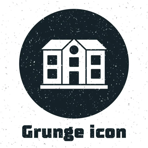 Ícone Grunge House Isolado Fundo Branco Símbolo Desenho Vintage Monocromático — Vetor de Stock