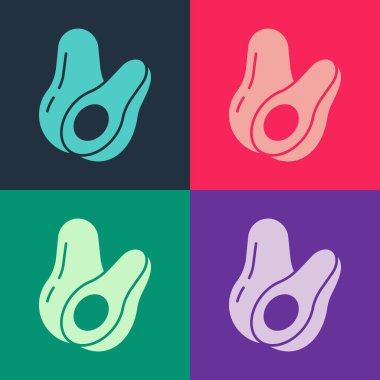 Pop Art Avocado meyve ikonu renk arkaplanında izole edilmiş. Vektör