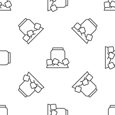 Gri çizgi soğuk bira ikonu beyaz arka planda izole edilmiş pürüzsüz desen. Vektör