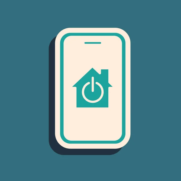 Cellulare Verde Con Icona Smart Home Isolato Sfondo Verde Telecomando — Vettoriale Stock