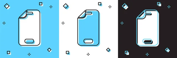 Set Protector Pantalla Cristal Para Smartphone Aislado Sobre Fondo Azul — Archivo Imágenes Vectoriales