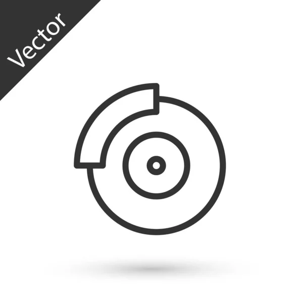 Línea Gris Disco Freno Coche Con Icono Pinza Aislado Sobre — Vector de stock