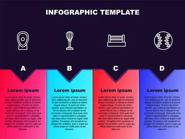 Набор Линии Бокс Тренировочные Лапы Боксерская Груша Кольцо Бейсбольный Мяч — стоковый вектор