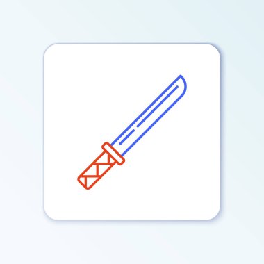 Geleneksel Japon katana simgesi beyaz arka planda izole edildi. Japon kılıcı. Renkli taslak konsepti. Vektör