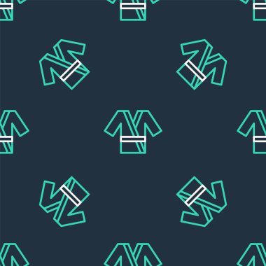 Geleneksel Japon kostüm simgesi çizgi siyah arka planda kusursuz desen izole etti. Vektör