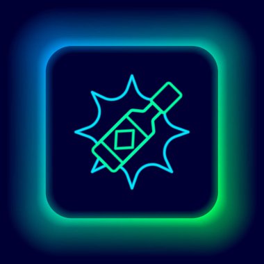 Parlayan neon hattı Tabasco sosu simgesi siyah arkaplanda izole edildi. Kırmızı biberli baharatlı biber sosu. Renkli taslak konsepti. Vektör