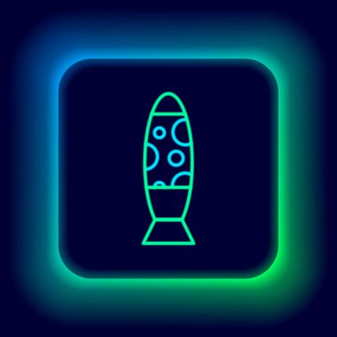 Parlayan neon hattı yer lambası simgesi siyah arkaplanda izole edildi. Renkli taslak konsepti. Vektör