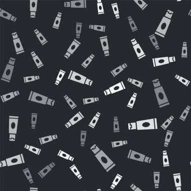 Gri Krem ya da losyon kozmetik tüp ikonu siyah arka planda izole edilmiş. Kadınlar için vücut bakım ürünleri. Vektör