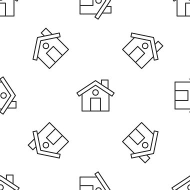 Gri çizgi ev ikonu beyaz arka planda kusursuz desen izole etti. Ev sembolü. Vektör