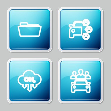 Dizin dizini, araba paylaşımı, metan emisyonunu azaltma ve simge belirle. Vektör.