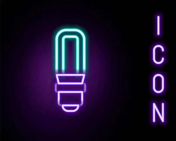 Zářící Neonové Vedení Led Žárovka Ikona Izolované Černém Pozadí Ekonomická — Stockový vektor