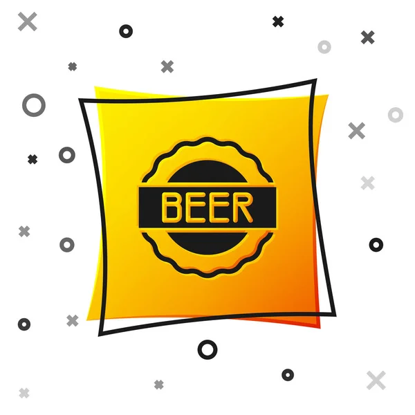 Tampa Preta Garrafa Com Ícone Cerveja Inscrição Isolado Fundo Branco — Vetor de Stock