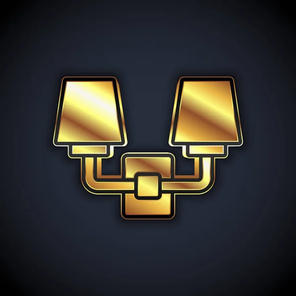 Gold Wandlampe Oder Wandleuchte Symbol Isoliert Auf Schwarzem Hintergrund Wandlampe — Stockvektor