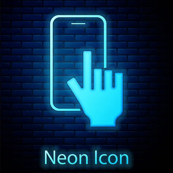Zářící Neon Telefon Opravy Ikona Izolované Cihlové Zdi Pozadí Nastavení — Stockový vektor