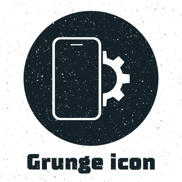 Grunge Phone Reparatur Service Symbol Isoliert Auf Weißem Hintergrund Anpassung — Stockvektor