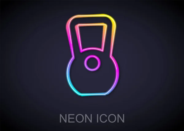 Zářící Neonová Čára Kettlebell Ikona Izolované Černém Pozadí Sportovní Vybavení — Stockový vektor