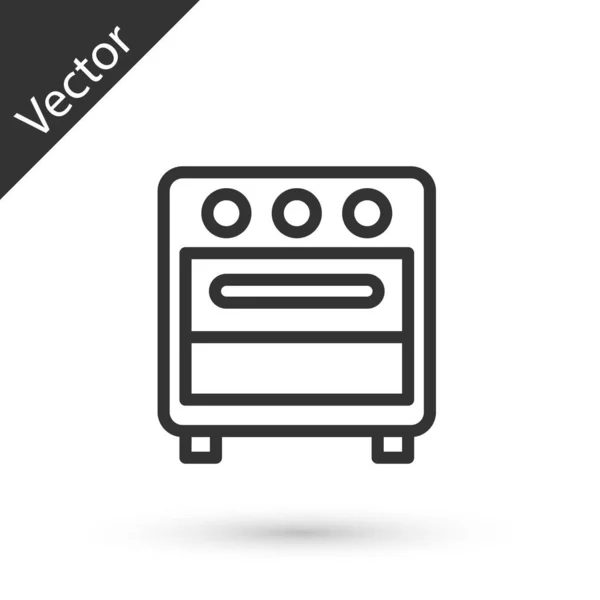 Linha Cinza Ícone Forno Isolado Fundo Branco Fogão Sinal Forno — Vetor de Stock