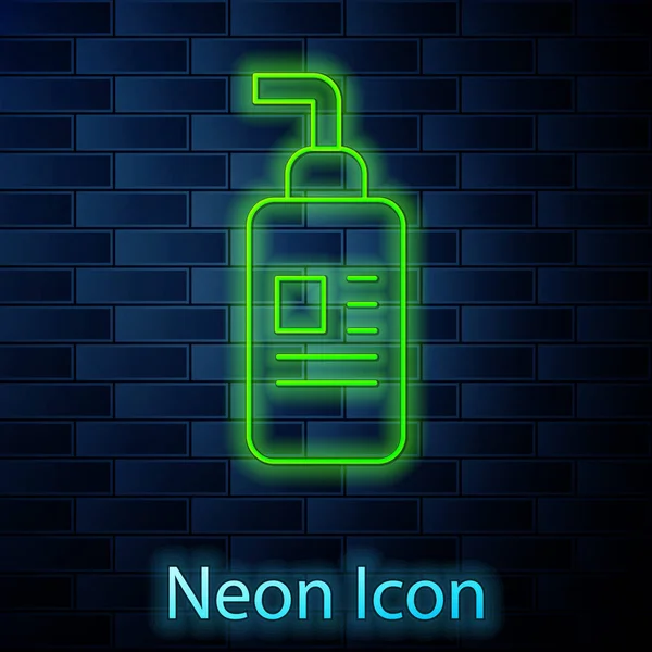 Świecące Neon Linii Krem Lub Balsam Ikona Tubki Kosmetycznej Izolowane — Wektor stockowy