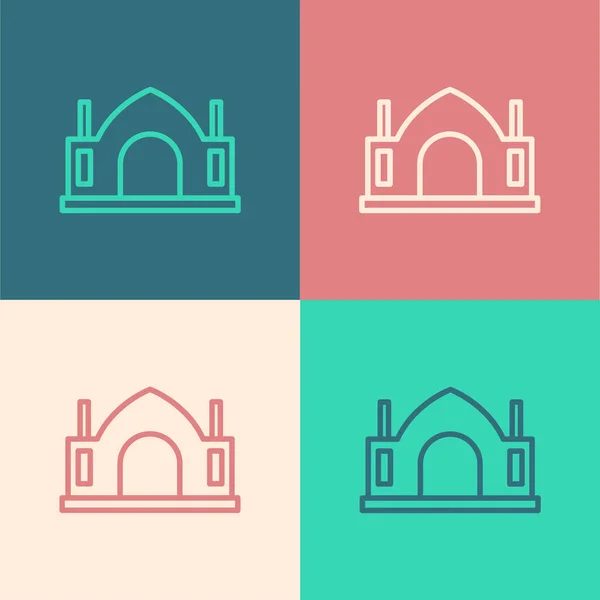 Pop Art Line Icono Del Templo Espiritual Hindú Aislado Sobre — Vector de stock