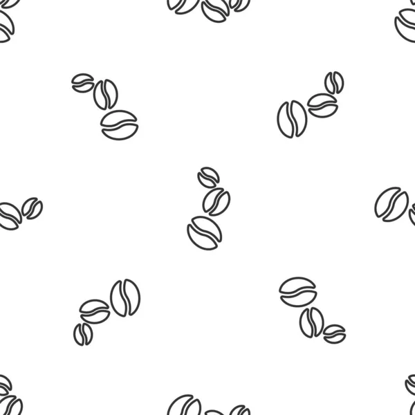 灰线咖啡豆图标孤立无缝图案白色背景 — 图库矢量图片