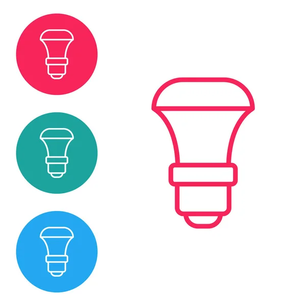 Red Line Led Light Bulb Icon Isolated White Background Economical — Stock Vector