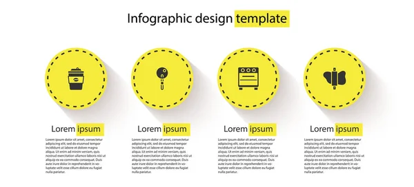 Set Coffee Cup Lollipop Oven Rolling Pin Dough Business Infographic — Stock Vector