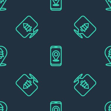 Şehir haritasını, ormanın konumunu ve kusursuz şablona ayarlayın. Vektör.